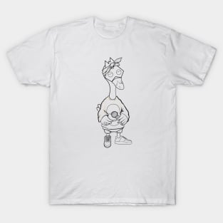 Super dope Slluks character gangster duckie chilling ink-pencil black-and-white  illustration T-Shirt